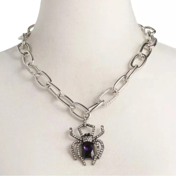 BETSEY JOHNSON Halloween Rich Witch Thick Chain Purple Gemstone Necklace NEW NWT - Picture 1 of 4